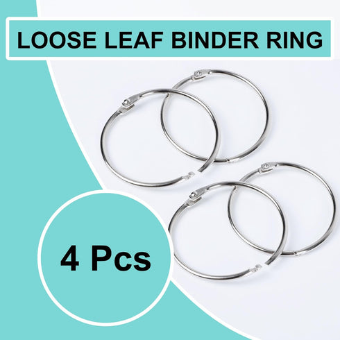 uxcell Nickel Plated Steel Loose Leaf Binder Rings, 2.2 Inches Paper Key Rings for Flash Cards Index Card Rings, 4 Pcs Keychain Book Ring for Home Office Crafts Keys Attachment, Silver by uxcell