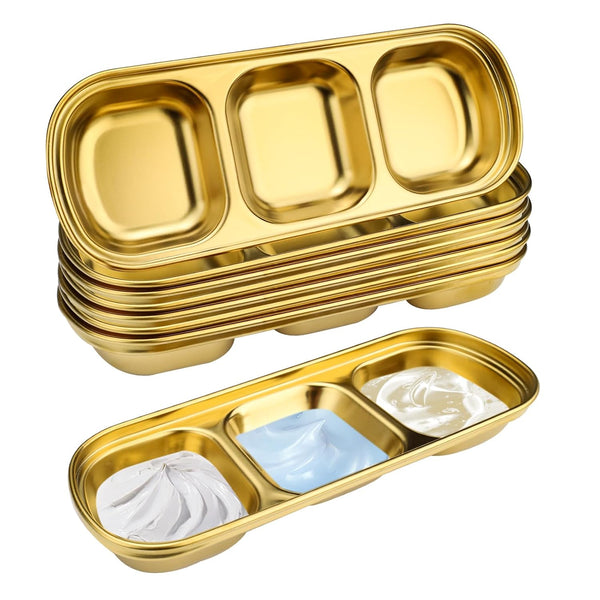 Chihutown 8PCS 3-Compartment Esthetician Bowls, 8.113.150.94in/20.682.4cm Thickened Stainless Steel Facial Skincare Tray, Non-Slip