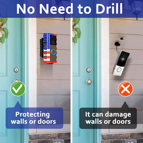 Anti-Theft Doorbell Mount - No-Drill Adjustable Angle Bracket for Video Doorbell Cover Holder