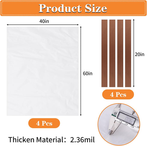 4 Pack Large Clear Plastic Bags, 40" x 60" Moistureproof Dustproof Large Storage Bags, Reusable Giant Extra Luggage Storage Bags for Luggage, Suitcase,Furniture, Chair, Kids Bike (Include 4 Ties) by NIUBIER