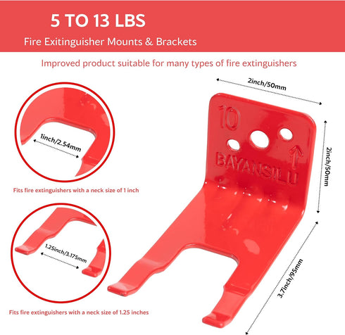 4 Pack Universal Fire Extinguisher Bracket, Modified Mounts for 5 to 13 lbs Extinguishers, Holder for Dry Chemical