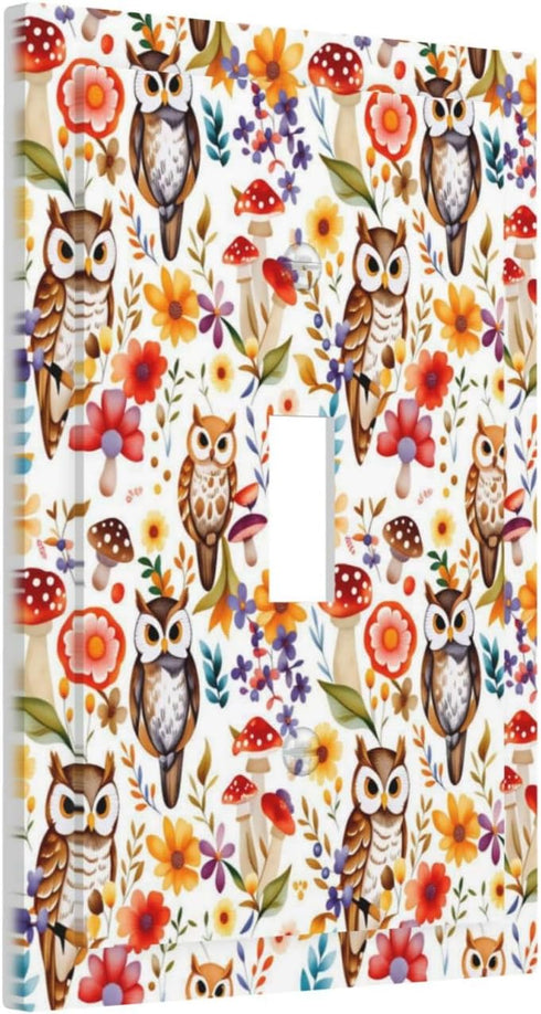 Sturin 1 3X5 Cute Owl Flowers Wall Plate Light Switch Cover Gang Single Toggle Toggle Switch Art Plates