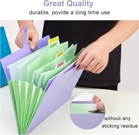 Forvencer Accordion File Organizer, Letter Size, 5 Pocket Expanding File Folder for School Office Supplies, Purple