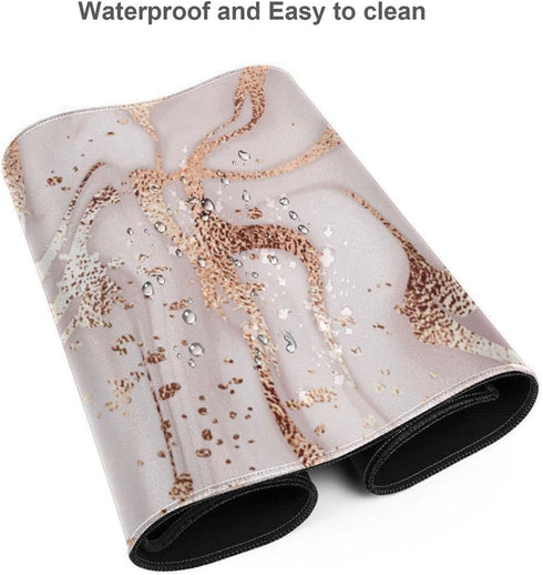 Rose Gold Marble XL Mouse Pad for Women and Girls, Cute Gaming Desk Mat, 31.5 X 11.8 Inch