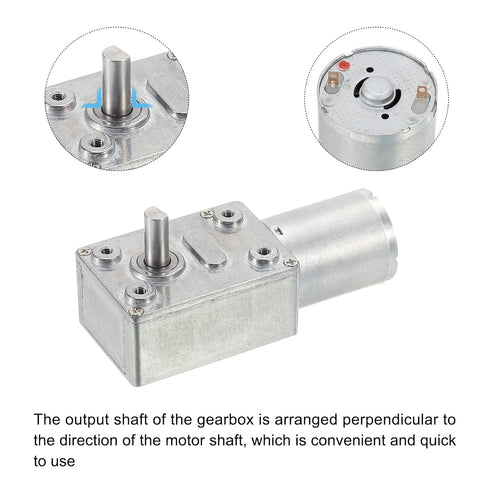 MECCANIXITY DC 6V 30RPM Turbo Worm Geared Motor 6mm D Shaft High Torque Gear Box Electric Motor