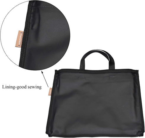 Enyuwlcm Black Waterproof Zipper Document Bag with Handle, Office Organizer Briefcase for Meetings