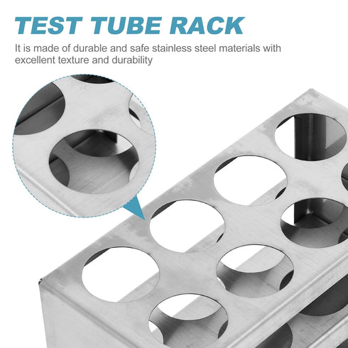 POPETPOP Test Tube Rack - Stainless Steel Sample Tube Holder with 8 Holes for Laboratory Supplies