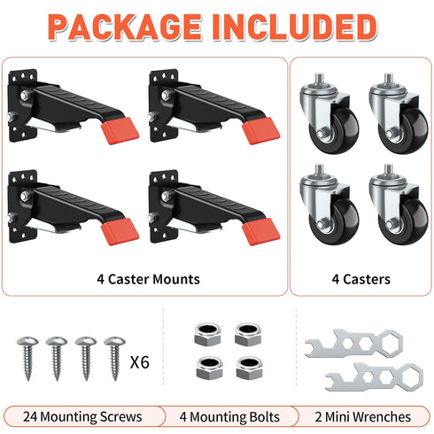 SPACEKEEPER Workbench Casters Kit, 720 Lbs Heavy Duty Retractable Caster Wheels for Workbenches and Machinery, 4 Pack