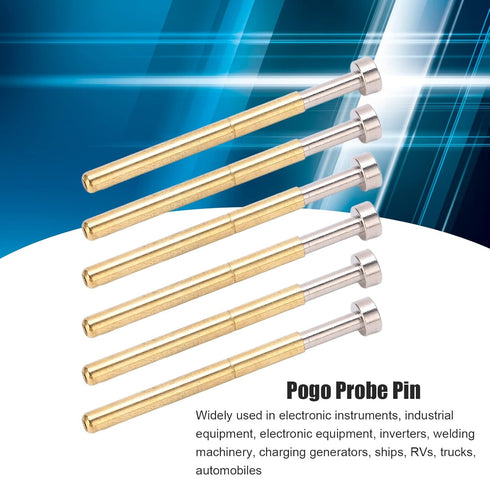 100pcs Pogo Pin Flat Head, PCB Testing Spring Test Probe Brass Material 2.36mm Tube Diameter for PCB Testing