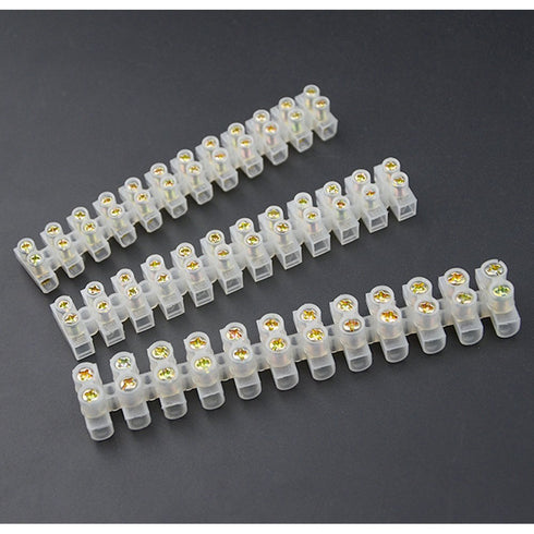 XINGYHENG 6Pcs 6A 10A 20A 12 Position Double Row Screw Terminal Block, Flame Retardant Nylon Connector (White)