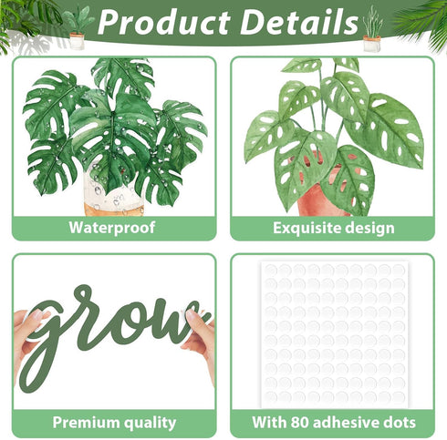 Greenery Classroom Bulletin Board Decorations - Potted Plant Set, Motivational Let’s Grow Green Leaves Cutouts for Wall