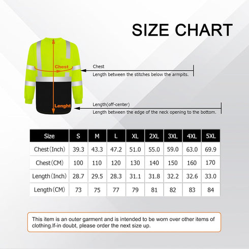 TCCFCCT Hi Vis Shirts for Men Class 3, Long Sleeve High Visibility Work Shirts