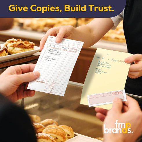 3 250 FMP Brands Part Carbonless Guest Checks Pads, Perforated Server Note Pads Paper Total sheets for Waitress Book