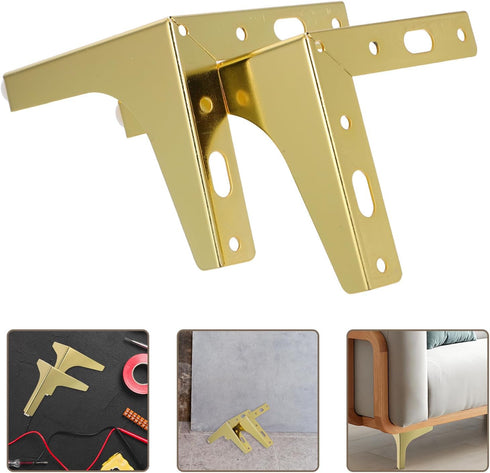 2pcs 13cm NUOBESTY Metal Triangle Sofa Legs for Stability, Titanium Replacement Furniture Feet for Tv Stand, Bedside