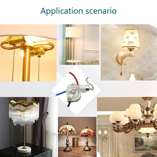 GMBYLBY 15cm 3-Wire Upgraded Semi-Clear Pull Chain Switchs with Cable Simple Installs for Ceiling Fan Or Pendant Light