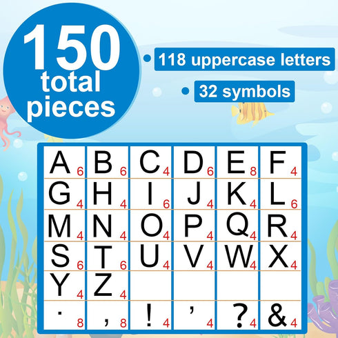 Qyeahkj 150 PCS Large 7" Font Bulletin Board Letters Punctuation Cutout Combo Under The Sea Theme for Classroom Decor
