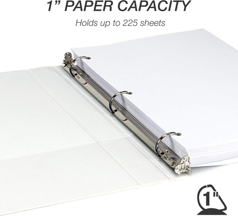 Samsill Durable 1 Inch Binder, D Ring Customizable Clear View Cover, White, 12 Pack, Each Holds 225 Pages