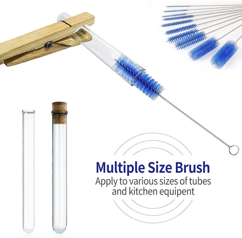 CiaraQ Bottle Cleaning Brushes, 8 Inch Nylon Tube Brush Set, Cleaner for Narrow Neck Bottles - Set of 10pcs