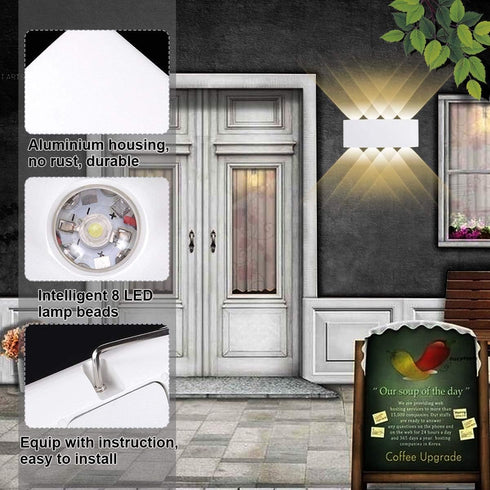 8W 3000K Kawell Waterproof Modern Wall Light LED Wall Lamp Aluminum LED Wall Sconce Up Down Indoor Outdoor for Bathroom