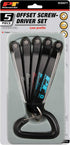 Performance Tool W30977 Low Profile Offset Screwdriver Set with 5 Sizes, Corrosion-Resistant Steel Handles
