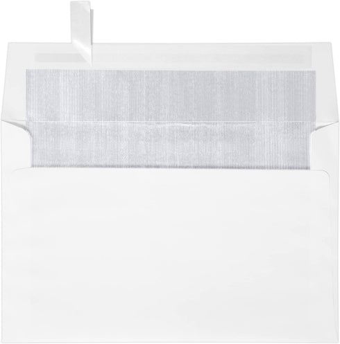 LUXPaper A9 Foil Lined Invitation Envelopes | Peel & Press | 5 3/4" x 8 3/4" | White w/Silver LUX Lining | 60lb. Text | 50 Qty by LUXPaper