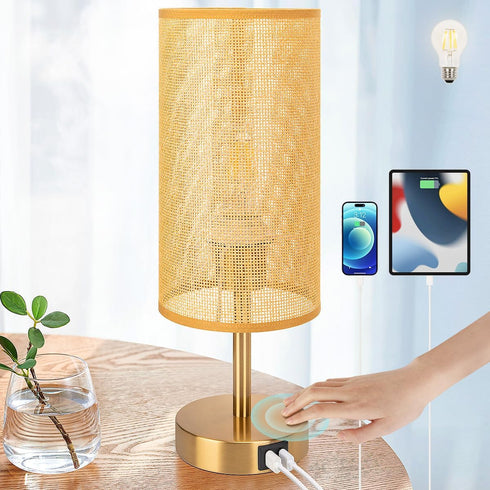 Yarra-Decor Bedside Lamp with USB Port - Touch Control Table Lamp for