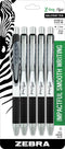 Zebra Pen Z-Grip Flight Retractable Ballpoint Pen, 1.2mm, Bold Point, Black Ink, 5-Count