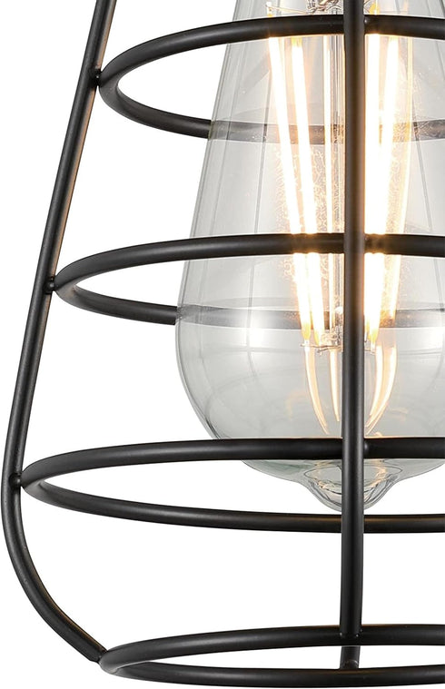 6130700 5 Inch, Westinghouse Bandera Vintage-Style One Light Semi-Flush Mount Ceiling Fixture, Matte Black Finish, Cage