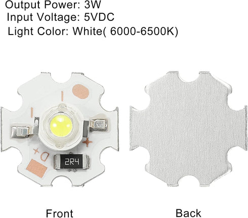 MECCANIXITY COB LED Light Chip Bead, 3W 280lm 6000-6500K, Energy Saving Bulb for Spotlight, 5 Pcs