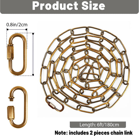 6 66 Pounds,2 Pack garini Feet Gold Bronze Light Fixture Chain, Adjustable Metal Pendant Chandelier Chain Extension