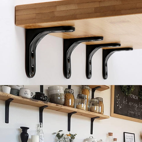 Joyangy 8pcs 3 Inch 90 L Brackets, Heavy Duty Wall Mount Black L Corner Brackets Braces for Wood, Shelves, Cabinets