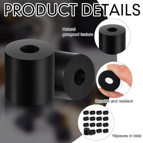 Fabbay Multi Purpose Rubber Spacer Black Rubber Bushings, 3/4 Inch OD x 1/4 Inch ID, 16 Pcs for Vibration