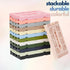 Collapsible Storage Box, Foldable Crate Organizer Bin with Handle, Stackable for Home Organization (Navy-Blue-Gray)