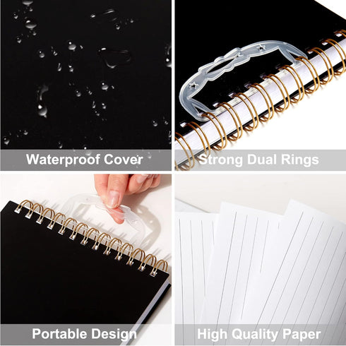Yoment Top Spiral Notebooks - Large Bullet Lined Journal, 300 Pages, 7" x 10", Waterproof Cover for Work (Black)