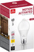 31448 60W (3000K) A19 Non-Dimmable Bulb, E26 800 Globe Electric Equivalent Warm White Motion Sensor LED Light Base