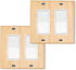 2PC Solid Wood Double Rocker Light Switch Plate, 4.5" X 4.5" Bamboo Light Switch Cover for Home Decor