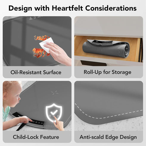 9 Settings, 25.8"x15.6", Food Warming Mat, Electric Warming Tray for Buffets & Parties, Silicone Heating Mat for Food