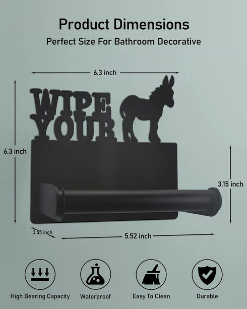 Wigag Donkey Toilet Paper Holder Wall Mounted, Bathroom Decorative Metal Toilet Paper Mega Roll Holder, Rustproof Matte