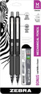 Zebra Pen M-350 Mechanical Pencil, 0.7mm Medium Point, Space Black Premium Metal Barrel, 2-Pack with Lead and Eraser