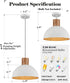 12" ELYONA Modern Ash Wood Pendant Light Fixtures Hanging Lamp Nordic White Metal & Gold Inner Finish Boho Pendant