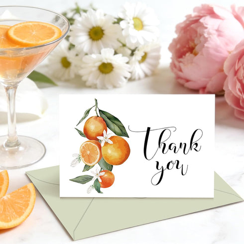 50 Pack JarThenaAMCS Little Cutie Thank You Cards Blank Note Card Watercolor Orange Flower Greeting Cards