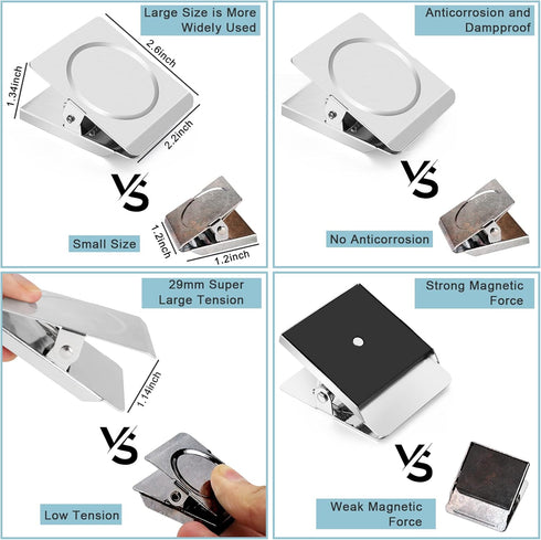 FINDMAG 4 Pack Clip Magnets 2.2inch Extra Large Magnetic Clips Heavy Duty, Fridge Magnet Clips, Whiteboard Magnet Clips, Clip Magnets for Fridge Home, Office, Whiteboard etc.