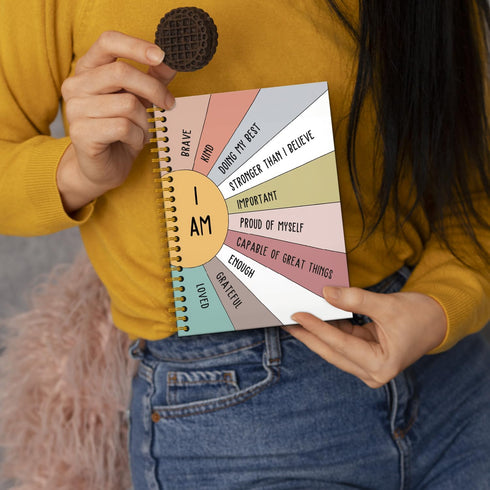 Boho Positive Affirmations Journaling Notebooks, Spiral 5.5×8.3, Inspirational Mental Health Therapy Journal