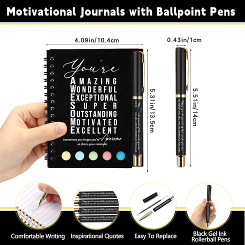 Jetec 25 Sets Team Employee Appreciation Gifts, Inspirational Spiral Notebooks with Ballpoint Pens for Boss Coworker