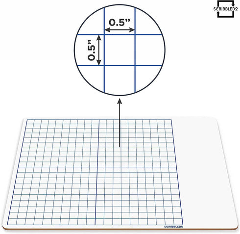 SCRIBBLEDO 10 Pack Dry Erase Graph Whiteboard, 11"x14", Double Sided Grid Board for Home School Classroom Use