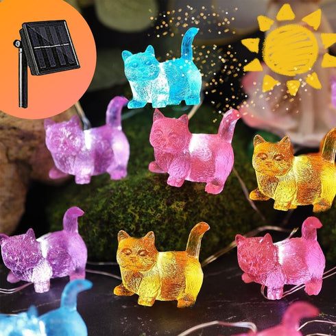 Outdoor Cat Solar Lights for Outside GardenDcor-14ft 40LED Waterproof Solar Fairy Lights