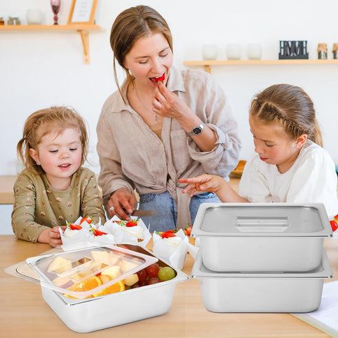 6-Pack 1/2 12.8x10.4'' Commercial Size Polycarbonate Food Pan Lids with Handle, Clear Steam Table Hotel Pan Cover