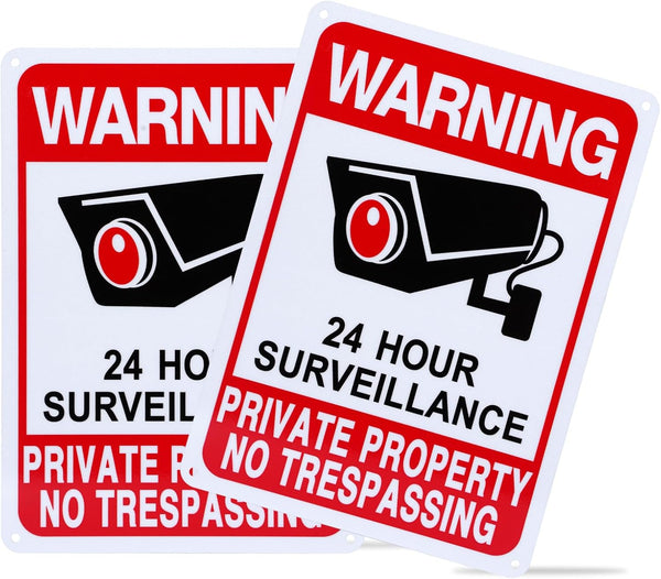 Qofaoye 2-Pack No Trespassing Signs Private Property, Video Surveillance Signs Outdoor 2025 Version,