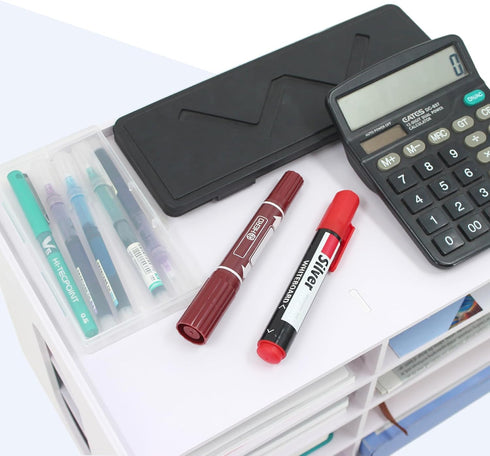 SONGWAY Desktop Mail Sorter Organizer, Small File Organizer with 8 Compartments for Desk, Ink Pad Storage