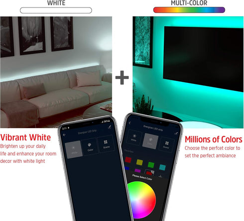 Dimmable 6.5ft Energizer Smart WiFi Multi-Color & Bright White LED Light Strip